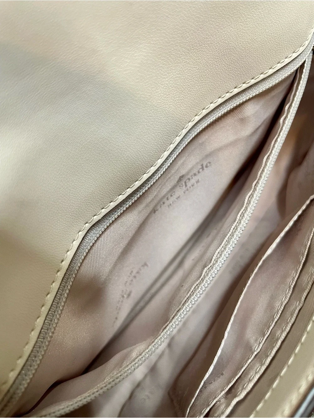 kate spade Cream Shearling & Leather Crossbody with Stripe Strap
